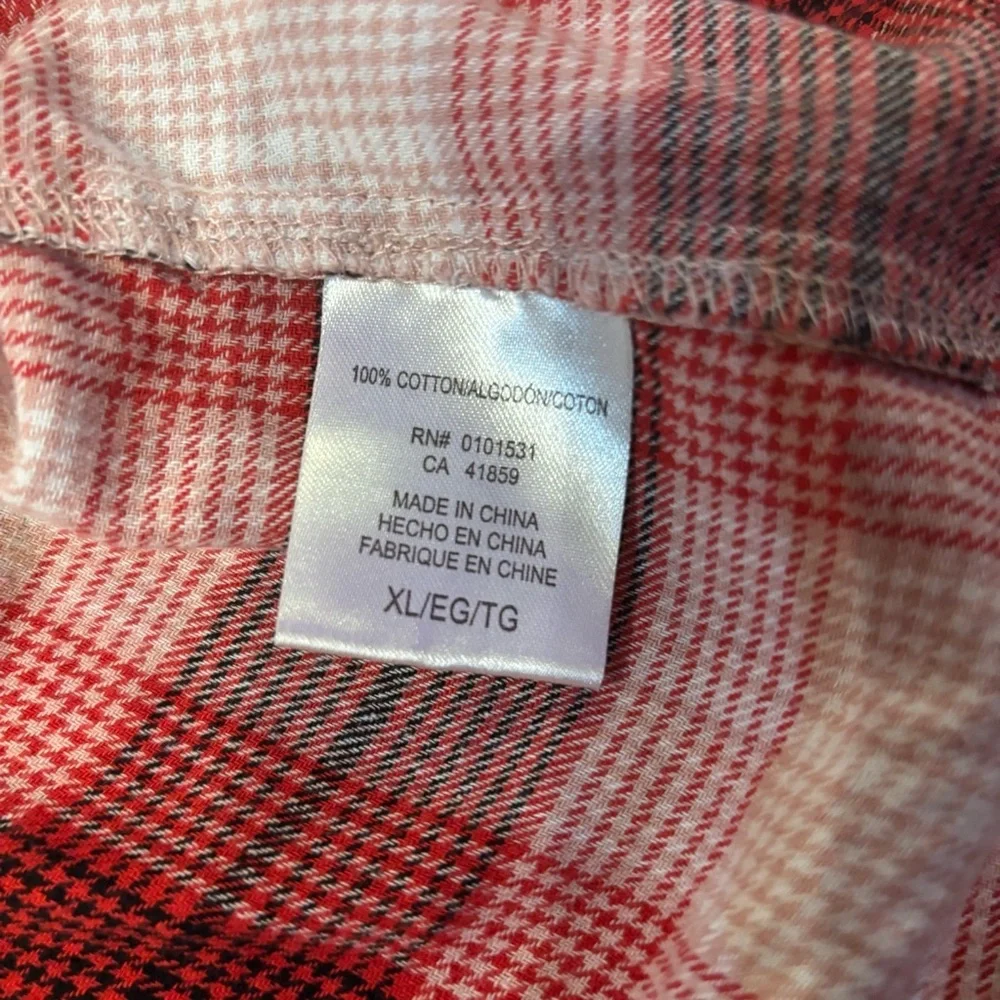 Disney Mickey Mouse Red Plaid Flannel Shirt XL 100%cotton